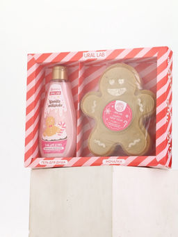 Подарочный набор новогодний: гель для душа и мочалка для тела, аромат ванильный милкшейк, URAL LAB