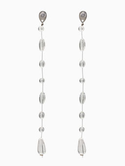 Серьги на леске "Капля росы", цвет белый в серебре