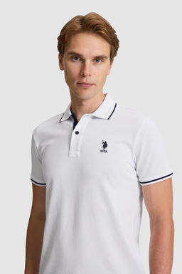 Erkek Beyaz Slim Fit Polo Yaka Basic Ti__rt - U.s. polo assn фото 2