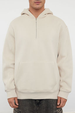 Tas Oversize/Genis Kesim Fermuarl? Kapusonlu Ici Polarl? Basic Sweatshirt TMNAW25SW00050