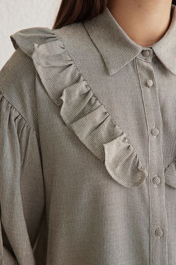 TRENDYOLMILLA Mavi F?rf?r Detayl? Dokuma Gomlek TWOSS20GO0357  фото 12