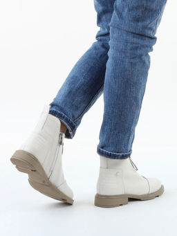 01-M43-11 LT.BEIGE Ботинки демисезонные женские (натуральная кожа, байка)