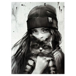 Тетрадь арт. 71696 ДЕВУШКА С КОТОМ. ОСЕНЬ / 150х210 мм, 32 л., мягкий переплёт (2 скобы), полноцветн