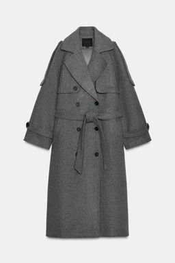 DOUBLE-BREASTED COAT WITH BELT AND LOOPS