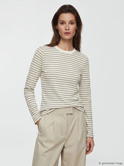 Bisiklet Yaka ?izgili Kad?n Ti??rt