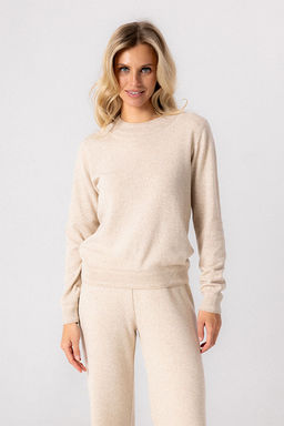 WW-2614 Базовый трикотажный джемпер с вискозой и кашемиром молоко