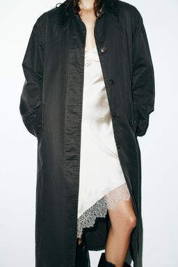 WAXED TRENCH COAT WITH CORDUROY COLLAR - Zara фото 7