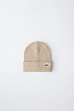 RIBBED KNIT BEANIE WITH LABEL - Zara фото 5
