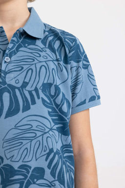 Футболка-поло из пике с короткими рукавами и рисунком для мальчиков - Defacto фото 4