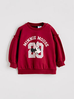 Minnie Mouse Bask?l? K?z Bebek Sweatshirt ve E?ofman Alt