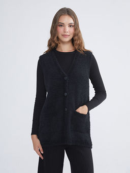 B?y?k Beden V Yaka Kad?n Pel?? Yelek