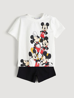 Mickey Mouse Bask?l? Erkek Bebek ?ortlu Tak?m