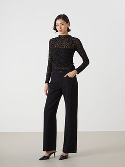 Dik Yaka Desenli Kad?n Bluz