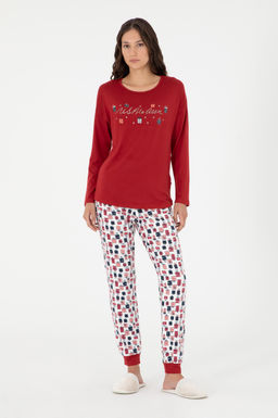 Женский бордово-красный пижамный комплект Неожиданная скидка в корзине - U.s. polo assn фото 2