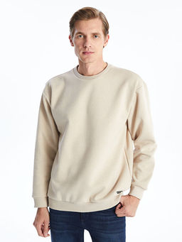 Bisiklet Yaka Uzun Kollu Erkek Kal?n Sweatshirt