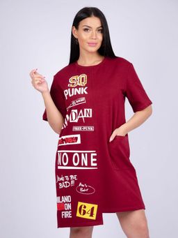 Платье "Фрида" бордо, футер с лайкрой