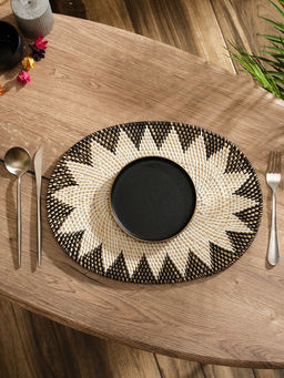 Коврик сервировочный плетеный овальный ротанг, 40х30х0,5 см, чёрно-белый - Simaland фото 3