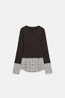 CONTRAST CHECK T-SHIRT - Zara фото 10