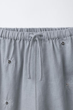 PANTAL?N LENTEJUELAS CON ALGOD?N Y LINO / Gris / Azul - Zara фото 3