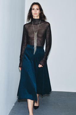 ZW COLLECTION CORDUROY MIDI SKIRT - Zara фото 4