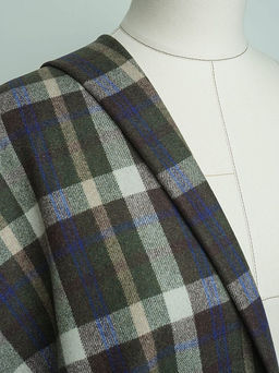 Шерсть пальтово-костюмная Твид Клетка цв.молочный/коричневый/зеленый, ш.1.5м, шерсть-60%, п/э-40% - Купава фото 13