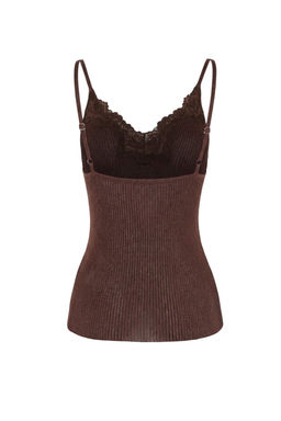 Kahverengi 2li Yazl?k Ozel Iplik Dantel Detayl? Triko Bluz-H?rka TWOSS26HI00016