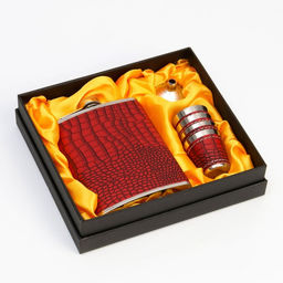 Подарочный набор 6 в 1 «Кожа питона»: фляжка 240 мл, 4 стопки, воронка