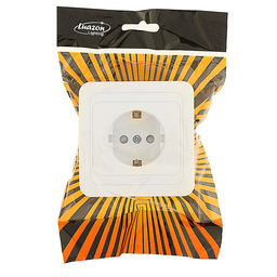 Розетка одноместная Luazon Lighting "ЕКБ", 16 А, скрытая, с з/к, с защит. шторк., белая