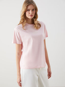 Bisiklet Yaka Los Angeles Bask?l? Kad?n Ti??rt