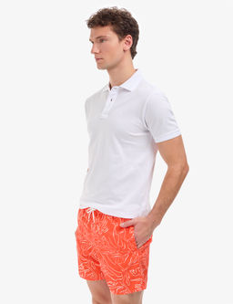 Beyaz Slim Fit %100 Pamuk D__meli Polo Yaka Basic Ti__rt