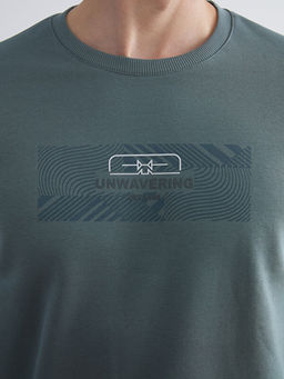 Bisiklet Yaka Bask?l? Erkek Sweatshirt