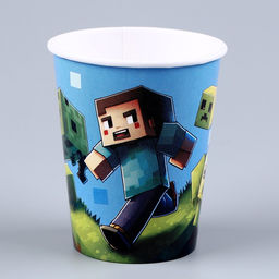 Набор бумажной посуды Майнкрафт: 6 тарелок, 1 гирлянда, 6 стаканов, 6 колпаков - Страна карнавалия фото 6