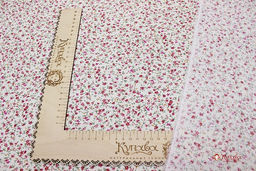 Импорт. хлопок Цветочное вдохновение (малиновые цветы на молочном), ш.1.45м, хл-100%, 105гр/м.кв - Купава фото 3