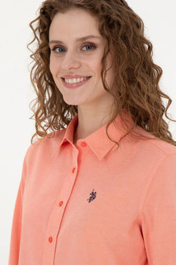 Женская базовая рубашка с длинным рукавом цвета граната - U.s. polo assn фото 9