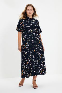 Siyah Kusakl? Y?rtmacl? Cicek Desenli Midi Dokuma Gomlek Elbise TWOSS20EL2822 - Trendyolmilla фото 15