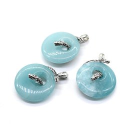 Подвеска с кварцем Змея в кольце 30*40мм, цв.аквамарин