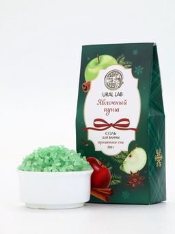 Цена за 2 шт. Соль для ванны, аромат яблочный пунш, 200 г, URAL LAB