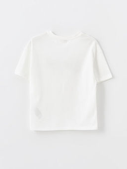 Bisiklet Yaka Bask?l? K?sa Kollu K?z ?ocuk Ti??rt ve Tayt - Waikiki фото 3