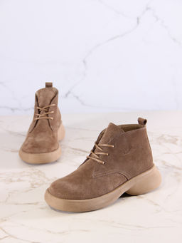 Ботинки EDART 308.927ka.Серо-коричневая замша/шерсть