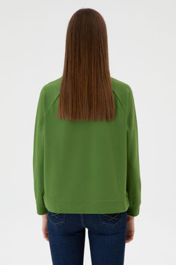 Kad_n Ye_il Regular Bisiklet Yaka Basic Sweatsh_rt