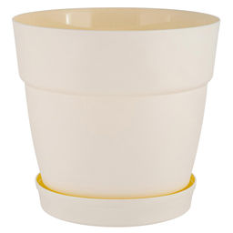 Ingreen Горшок для цветов пластмассовый Villa de Fiori 1,1л, д13см, h12,2см, с фиксируемым поддоном, белоснежный жасмин (Россия)