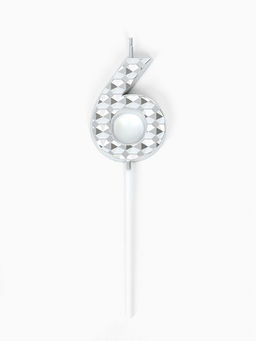 Цена за 3 шт. Свеча для торта «Элемент», цифра 6, серебро