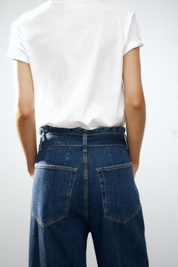 TRF HIGH-WAIST PAPERBAG BELTED JEANS - Zara фото 11