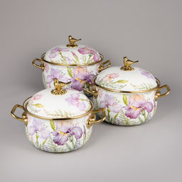 НАБОР КАСТРЮЛЬ AGNESS ЭМАЛИРОВАННЫХ СЕРИЯ IRISES, 6ПР. 2,1Л, 2,8Л И 3,8Л