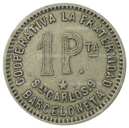 1 песета 1915 года Испания  Барселона