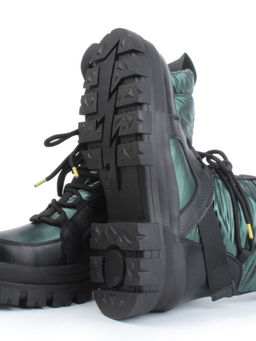 02-FAR120-2Z GREEN/BLACK Дутики женские (искусственная кожа, плащевая ткань, шерсть) - Фабричный китай фото 7