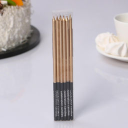 Свечи в торт Праздник, 6 шт, 14,5 см, золото с чёрным - Страна карнавалия фото 3