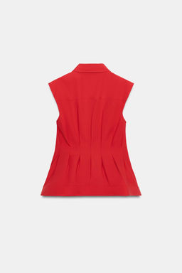 CAMISA PLIEGUES MANGA SISA ZW COLLECTION / Rojo fuerte - Zara фото 8