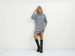 платье серое из шерсти с объемным воротом - Glenfield фото 9