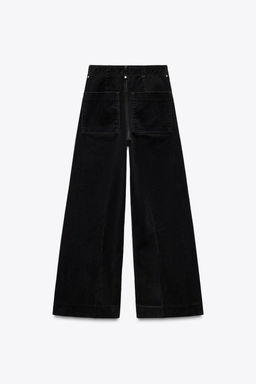ZW COLLECTION WIDE-LEG HIGH-WAIST FLOCKED JEANS - Zara фото 12